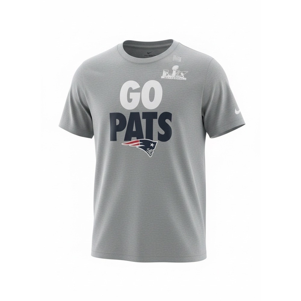 Nike Mens New England Patriots Super Bowl LII Go‎ Pats Gray T-Shirt Size Medium